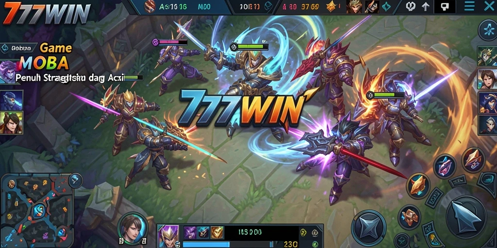 Tampilan gameplay mendebarkan di 777WIN dengan aksi MOBA yang intens.