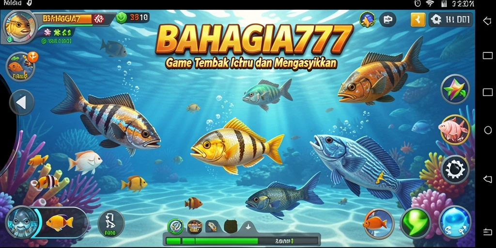 Tampilan gameplay <strong>BAHAGIA777</strong> yang seru dan mendebarkan saat menembak ikan.