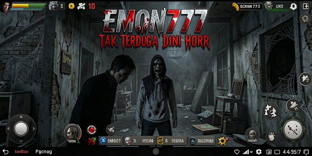 Screenshot gameplay kengerian dari EMON777, suasana mencekam dan mendebarkan.