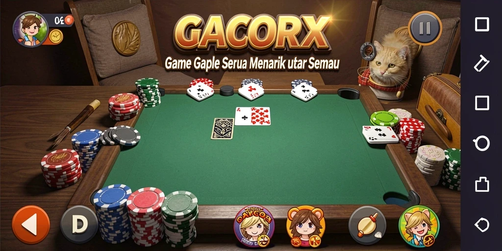 Tampilan gameplay GACORX dengan suasana kompetitif Gaple.