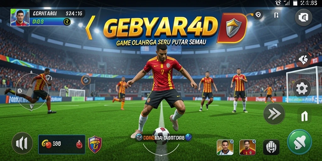 Tampilan gameplay GEBYAR4D yang mendebarkan dan penuh aksi olahraga.