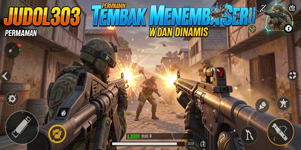 Tampilan gameplay seru dalam JUDOL303 dengan aksi tembak-menembak.