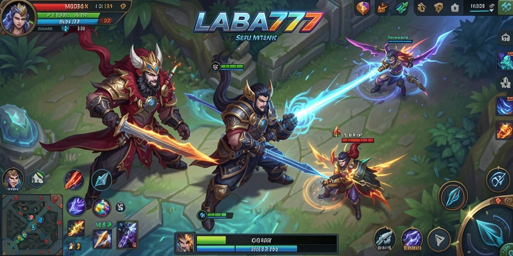 Tampilan seru dari gameplay MOBA di LABA777.