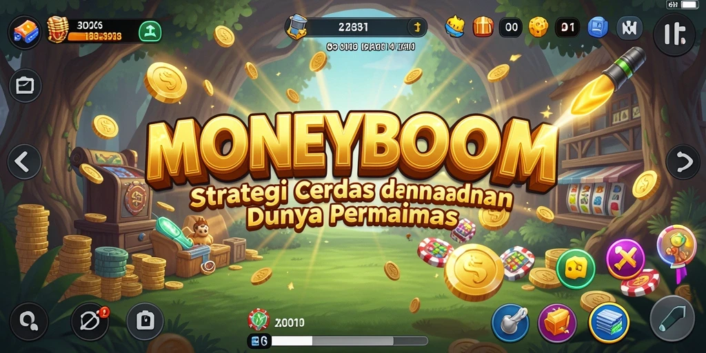 Tangkapan layar dari gameplay MONEYBOOM yang menampilkan strategi dan pertempuran.