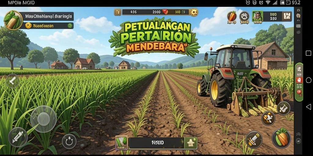 Tampilan gameplay MPOID yang menunjukkan aktivitas pertanian yang seru.