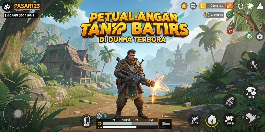 Screenshot gameplay PASAR123 menampilkan petualangan yang mendebarkan dan lingkungan yang indah.