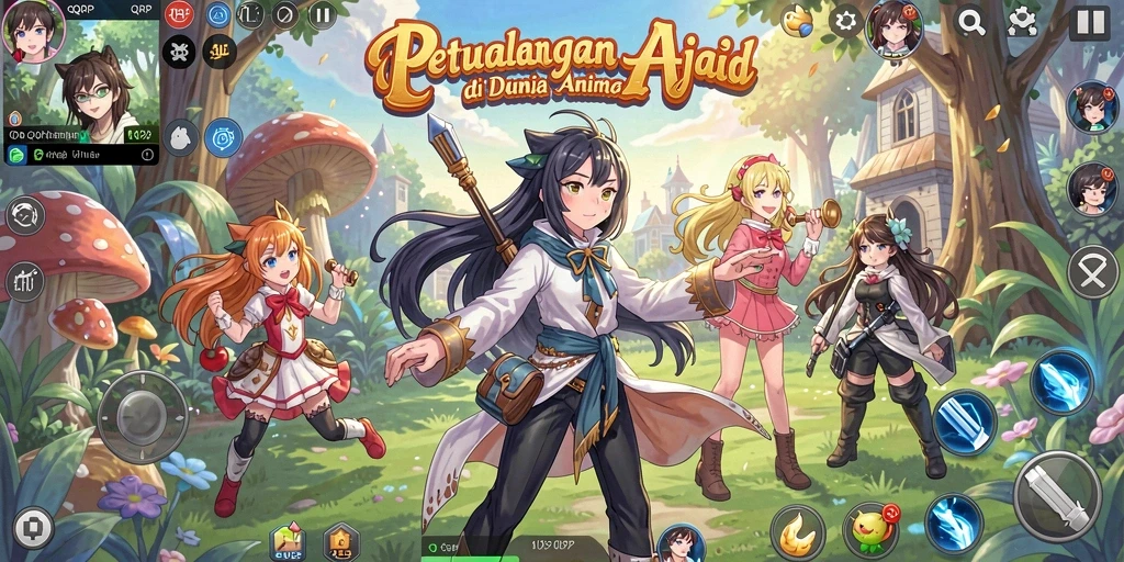 Tampilan gameplay seru dalam <strong>QQRP</strong> dengan karakter anime yang dinamis.
