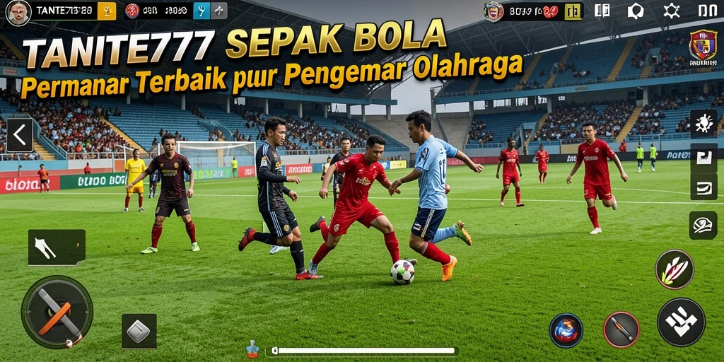 Tampilan gameplay TANTE777 yang seru dan mendebarkan saat bermain sepak bola.
