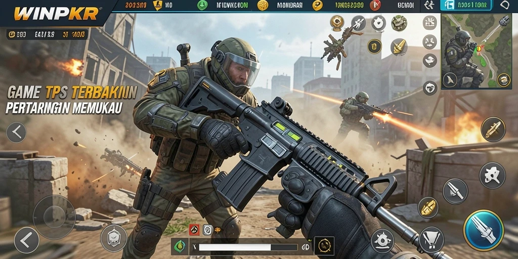 Screenshot gameplay WINPKR yang menunjukkan aksi tembak-menembak yang intens.