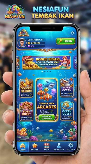 Tampilan utama aplikasi nesiafun dengan navigasi yang intuitif.